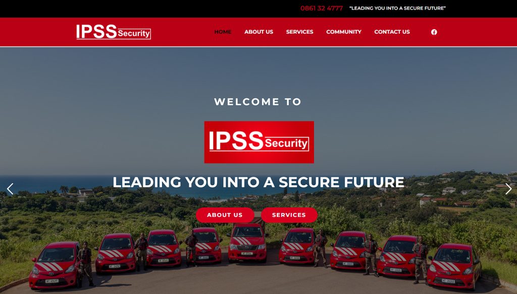 IPSS armed security company in Ballito website design and development
