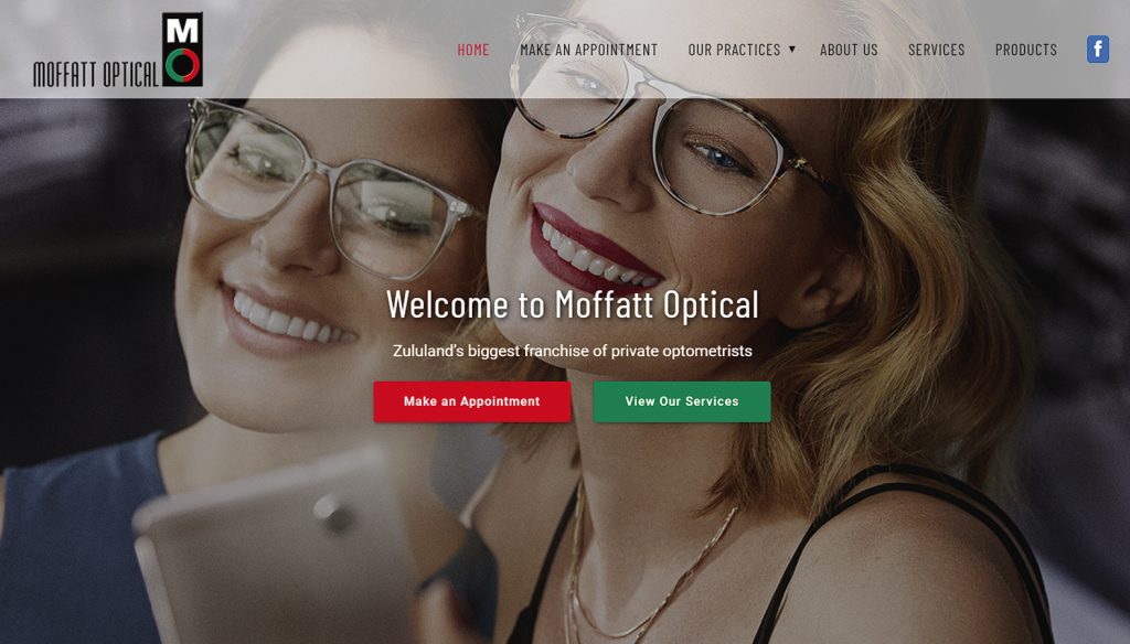 Optician optical services in Empangeni and Richards Bay website design and development