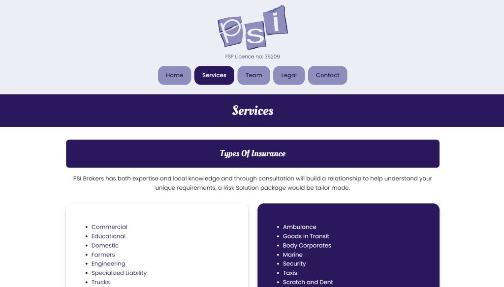 Independent insurance provider broker website design and development