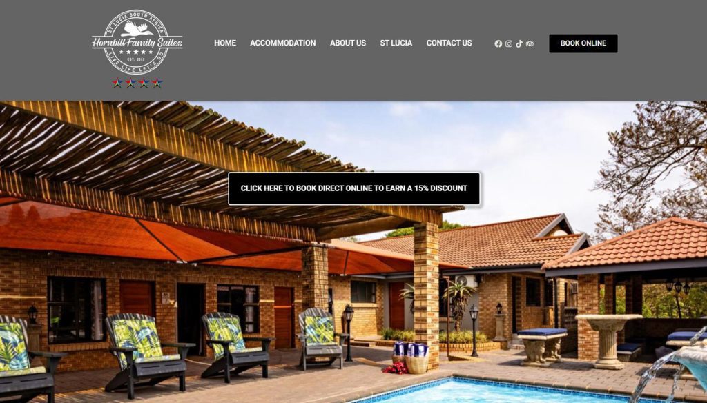 Luxurious self-catering accommodation in St Lucia website design and development