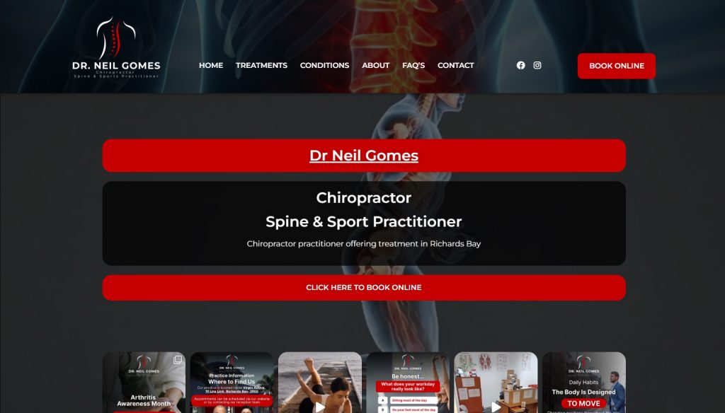 Chiropractor chiropractic practice website design and development